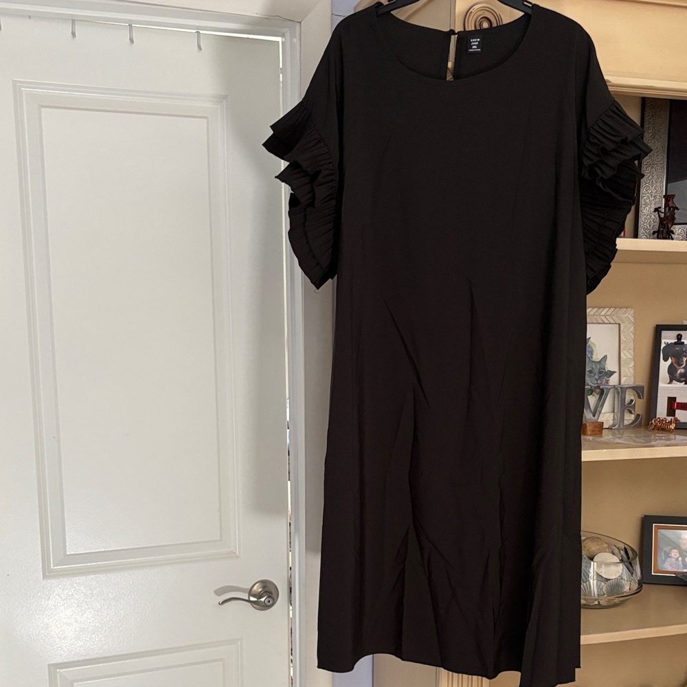 SHEIN Black Dress with Ruffle Sleeves